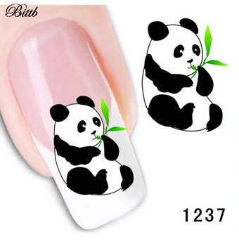 Bittb 2pcs Srčkan Panda Nail Art Nalepke Vodo Prenos Nalepke za Nohte DIY Noht Nalepko francosko Manikuro Pribor Orodja