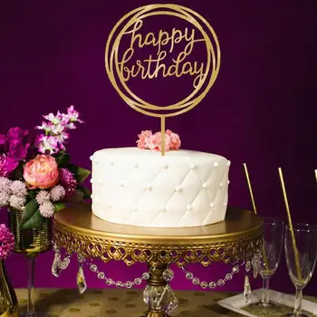 Bleščice Happy Birthday Cake Pokrivalo Akril Pismo Zlata Namizna Zastava Poroko, Rojstni dan Torta Stranka Vrh Dekoracijo Dobave L3W1