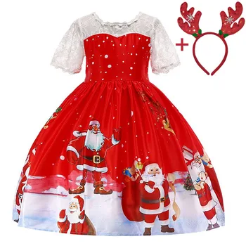 Božič Dekleta Obleko Zimo Tiskanje Otroci Obleke Princess Obleke Za Dekleta Poroka Stranka Obleko Otroci Oblačila vestidos