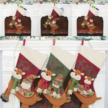 Božič Elk Snežaka, Santa Claus Nogavice, Nogavica Dekoracijo Sladkarije Darilo Vrečko Božič