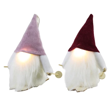 Božič Ročno švedski Tomte Gnome z LED Razsvetljavo Nos Smučanje Plišastih Santa Lutka Otroci Darila