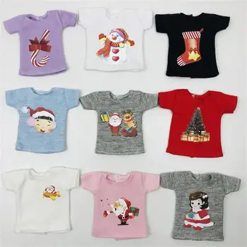 Božič Temo Blyth Oblačila Moda Kratke T-shirt Santa Claus/Tree/Darilo/Snežaka Vzorec za Licca,1/6 Lutke