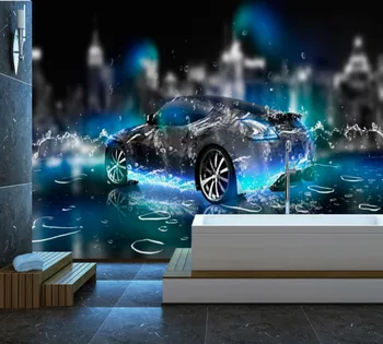Brezplačna Dostava 3D Ozadje po Meri Stereo Vode Športni Avto Sanje Dekorativne Stenske Ohladi, Dnevna Soba Zidana Avto Razstavni prostor Ozadje