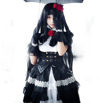 Brezplačna dostava Anime DATUM ŽIVO Cos Halloween Tokisaki Kurumi Cosplay ženski Dekleta Gothic Lolita Palace Oblačenja Cosplay Kostum