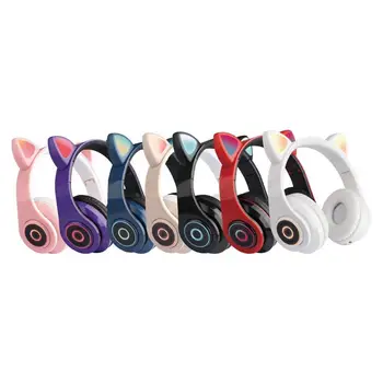 Brezžične Slušalke Mačka Ušesa Bluetooth 5.0 Z Led Luči Hi-fi Zvok zmanjšanje Hrupa Slušalke Za Telefon, Tablični Računalnik