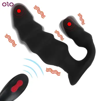 Brezžični Daljinski 9 Hitrosti Analne Kroglice Moški Prostate Massager Analni Čep z vibriranjem Butt Plug Sex Igrače za Odrasle Analni Vibrator