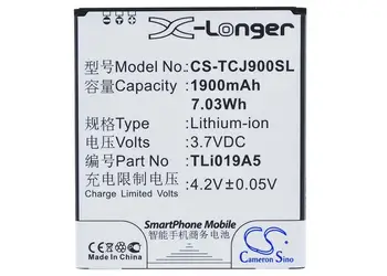 Cameron Kitajsko Baterije Alcatel One Touch POP D7 TCL J900C J900T Zamenjava TCL TLi019A5 1900mAh