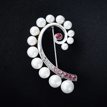 CDE Trendy Pearl Spirala Geometrijske Broška z Sijoče Rožnati Kristali Swarovski Srčkan Broške za Ženske, Nakit Dodatki