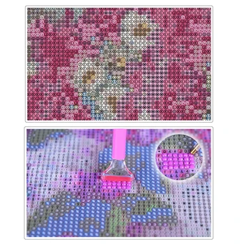Celoten Kvadratni Diamond Mozaik Mačka In Cvet Needlework Peony Diamond Vezenje Ročno izdelan Darilni Dnevna Soba Dekor YD