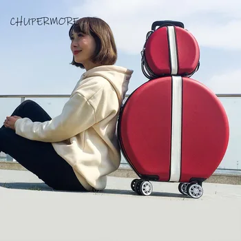 Chupermore korejski Retro Ženske Vozni Nastavi Prtljage Kolesce srčkan svetlobe Potovalne Torbe 18-inch Kabini geslo Kovček Kolesa