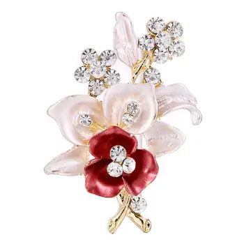 Cvet Elegantno Kapljično Kristalno Broška Zatiči Korejski Slog Cvet Corsage Kristalno Nosorogovo Broška Pin Nakit Svate Zatiči