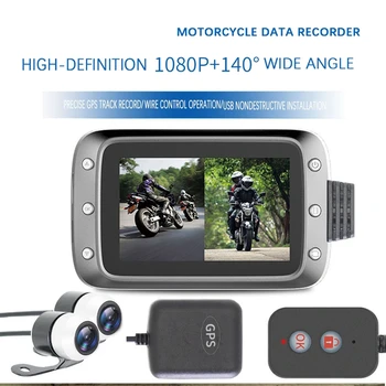Dash Kamere Sprednji in Zadnji pokrovček, Dashcam Full HD 1080p z motorno kolo GPS Vožnje Snemalnik DVR za motorno kolo Fotoaparat