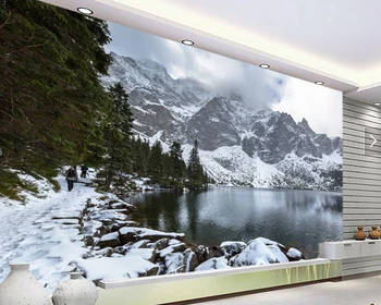 De Papel parede Gorsko jezero gozd pozimi sneg narave, krajine 3d ozadje zidana,dnevna soba, spalnica steno papirjev doma dekor