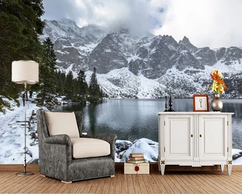De Papel parede Gorsko jezero gozd pozimi sneg narave, krajine 3d ozadje zidana,dnevna soba, spalnica steno papirjev doma dekor