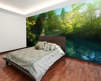 De Papel parede Poti jezero v gozd, naravo, krajino, 3d ozadje,dnevna soba, tv steni spalnice restavracija zidana