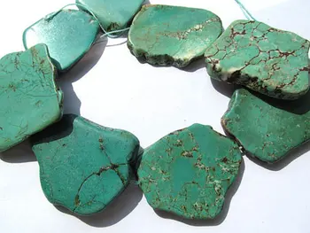 Debelo turkizno gemstone freeform slab zelena nakit kroglice 18-30 mm--2strands 16