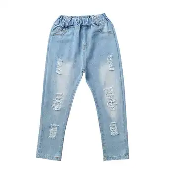 Deklice otroških oblačil za pomlad in poletje luknjo jeans poletje svoboden otrok hlače big dekleta 