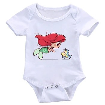 DERMSPE Newborn Baby Fantje in Dekleta Kratkimi rokavi Jumpsuit Romper morska deklica in Lepe Ribe Tiskanja Malčka enodelno Obleko