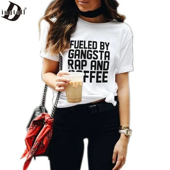 Dingtoll GORIVO, ki GA GANGSTA Črne majice s kratkimi rokavi Ženske Unisex Tees Natisnjeni Tumblr DQ02