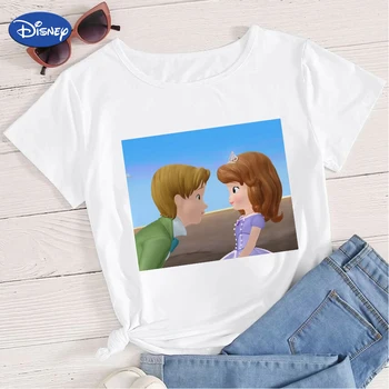 Disney Sofija Prve Ženske Kratek Rokav Lep James Nimation Tiskanja Ustvarjalno, Srčkan Malo Princesa T-shirt Grafično Oblikovanje Tee
