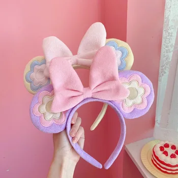 Disney vezenje glavo cvet uho bowknot pranje hairband dekle glavo risanka cute sweet hairband divje glavo sponke