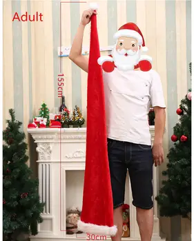 Dolgo Prijetno Zaviti Elf Hat Santa Odraslih Božični Kostum Stranka Pripomoček, Rdeča, Bela