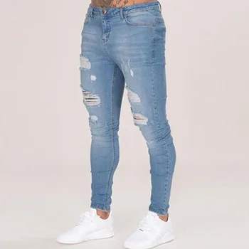 E-BAIHUI Mens Skinny Jeans 2020 Tanek Jeans Moške Traper Hlače Visoko Pasu Luknjo Jean Velika Velikost L178