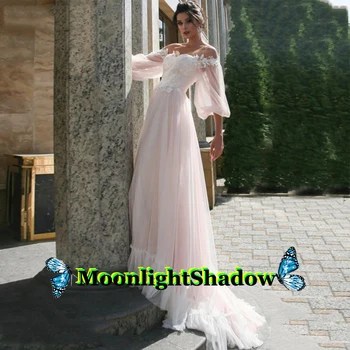 Elegantno Aline Poroka Obleke, Rože Čipke Appliques Puff Rokavi Arabski Savdska Haljo De Mariee Meri Plus Velikost