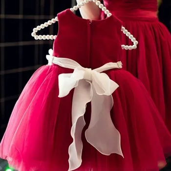 Elegantno Rdeče til Princesa Dekle Stranke Obleke Noge Appliques Pasu Tutu Poročno Obleko za Božič Otroci Rojstni dan oblačila 2-12Y