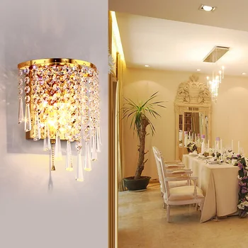 Evropske Moderne prekrita kristalno steno žarnica E14 LED 220V Luksuzni Lustre stenske luči za dnevno sobo, spalnica restavracija hodniku hotel