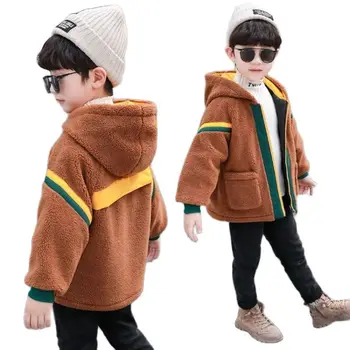 Fant, ki je padel zimski plašč korejski fantje zimske bombaž-oblazinjeni suknjič debel otrok krznen oblačila runo obložene moda