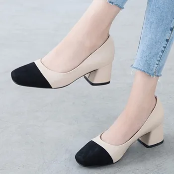 Fanyuan petah velikost 33-43 2020 nove visoke pete, čevlji modni kvadratni toe poletje plitvo dame čevlji udobno jate ženske črpalke
