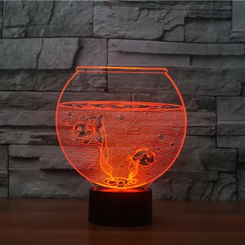 Fish Tank 3D LED RGB Noč Svetlobe 7 Sprememba Barve Desk Svetlobe figuric 2835 Otroci Doma Božični Igrače