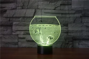 Fish Tank 3D LED RGB Noč Svetlobe 7 Sprememba Barve Desk Svetlobe figuric 2835 Otroci Doma Božični Igrače