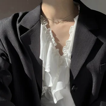 Francoski Elegantno Choker Ogrlica Ogrlica Ženski 2020 nian Trending Modno Oblikovanje Dvojno Plast Verige Krožno Tesnilo Choker