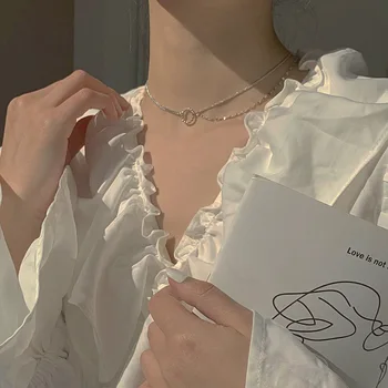 Francoski Elegantno Choker Ogrlica Ogrlica Ženski 2020 nian Trending Modno Oblikovanje Dvojno Plast Verige Krožno Tesnilo Choker