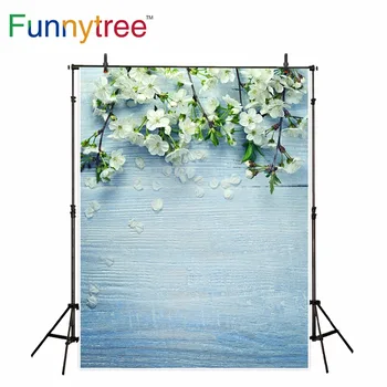 Funnytree fotografija ozadje pomladni cvet, listi lesena tla ozadju foto studio photobooth foto prop photocall