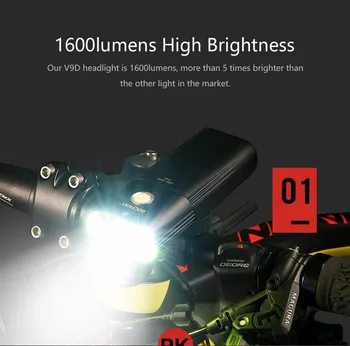 GACIRON Strokovno 1600 Lumnov Kolo Svetlobe Moči Banke Nepremočljiva USB Polnilne Kolesarske Luči Svetilka