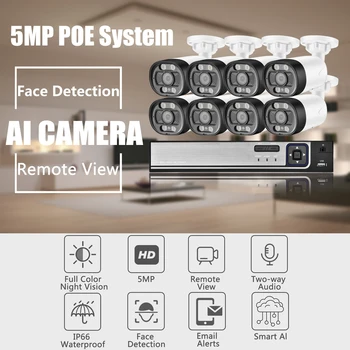 Gadinan 5MP POE NVR Komplet Varnostnih kamer CCTV Two-Way Audio po Meri Zvok Alarma AI Face Detect Zunanji Video IP Kamero Nastavite
