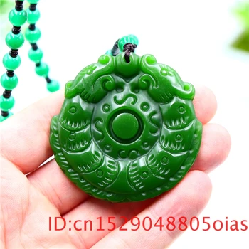Green Jade Zmaj Obesek za Ogrlico Kitajski Vklesan Nakit za Moške Naravnih Čar Amulet Moda Jadeit Darila za Ženske