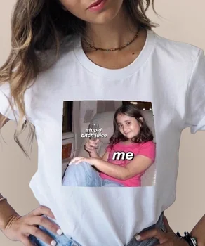 HAHAYULE-JBH 2019 NOVO Poletje Moda Me Dekle Graphic Tee 1 kos Bombaž Priložnostne Smešne Ženske T-Shirt Kawaii Kratkimi Rokavi
