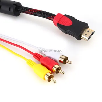 HDMI 3 RCA Kabel Visoke Kakovosti Moški Adapter Pretvornik-Kabel Za HDTV 1,5 m/5 M