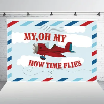 HUAYI Zrakoplova fant Baby Tuš Ozadje Staro letalo, risanka temo rojstni dekoracijo banner Photo Booth Ozadju W1983