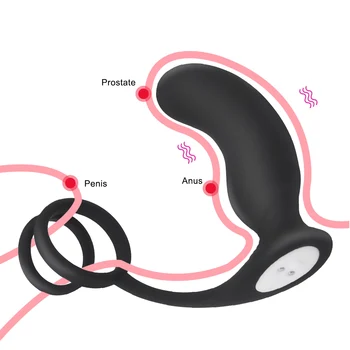 IKOKY Prostate Masaža Dvojni Obročki G Spot Stimulator Butt Plug 9 Frekvenčni Zamik Izliva Vibrator Analni Čep Sex Igrača Za Moške