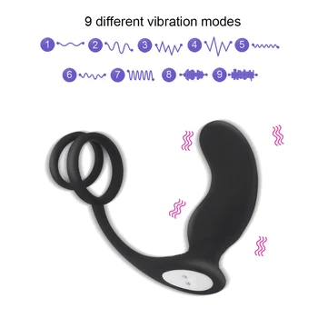 IKOKY Prostate Masaža Dvojni Obročki G Spot Stimulator Butt Plug 9 Frekvenčni Zamik Izliva Vibrator Analni Čep Sex Igrača Za Moške
