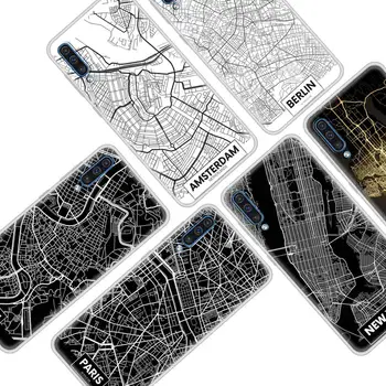Ins Pariz Mesto, Skica, Zemljevid Ohišje Za Samsung Galaxy A50 A10 A70 A40 A20s A10s A10e Prosojno Mat Lupini Telefon Coque Sac Vrečke