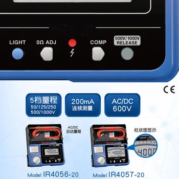 IR4056-20 5-Obseg 50 do 1000V Digitalni Izolacijska Upornost Tester Visoko svetlost, Visoka svetlost LED Zaslon