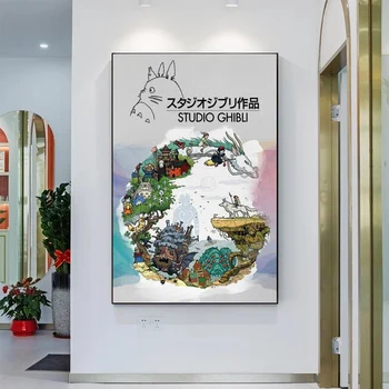 Japonski Anime Hayao Miyazaki Risanka Plakatov in Fotografij Živahen Stran Platno Slikarstvo Dekor Stenskih slikah, za dnevno Sobo