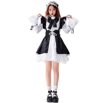 Japonski Slog 2 Barva Lolita Lepe Ženske Halloween Devica Kostume Ženska Gospodinja Cosplay Karneval Purim Vlogo Igrajo Stranka Obleko