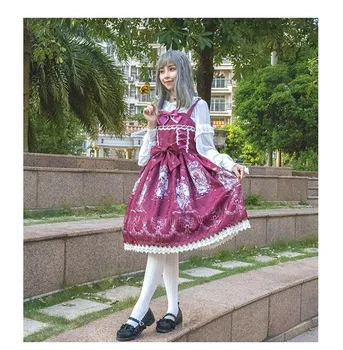 Japonski sweet lolita princess oblačenja letnik čipke bowknot srčkan tiskanje viktorijanski obleko kawaii dekle gothic lolita jsk loli cos